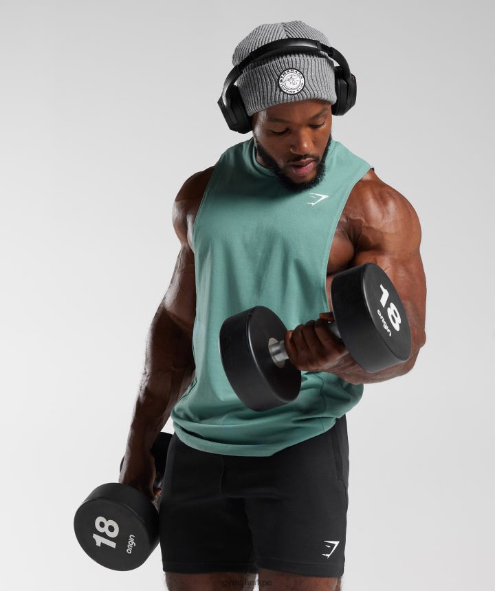 Gymsharktanque de brazo de reacción hombres tinta verde azulado PFTJ2N973 ropa