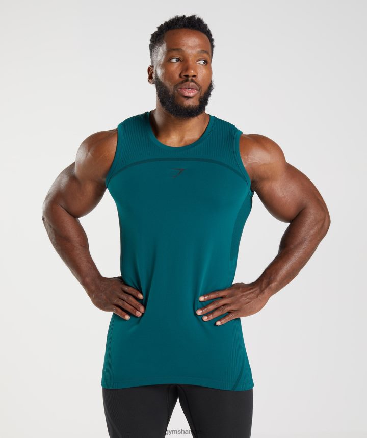 Gymsharktanque sin costura 315 hombres verde azulado de invierno/negro PFTJ2N926 ropa