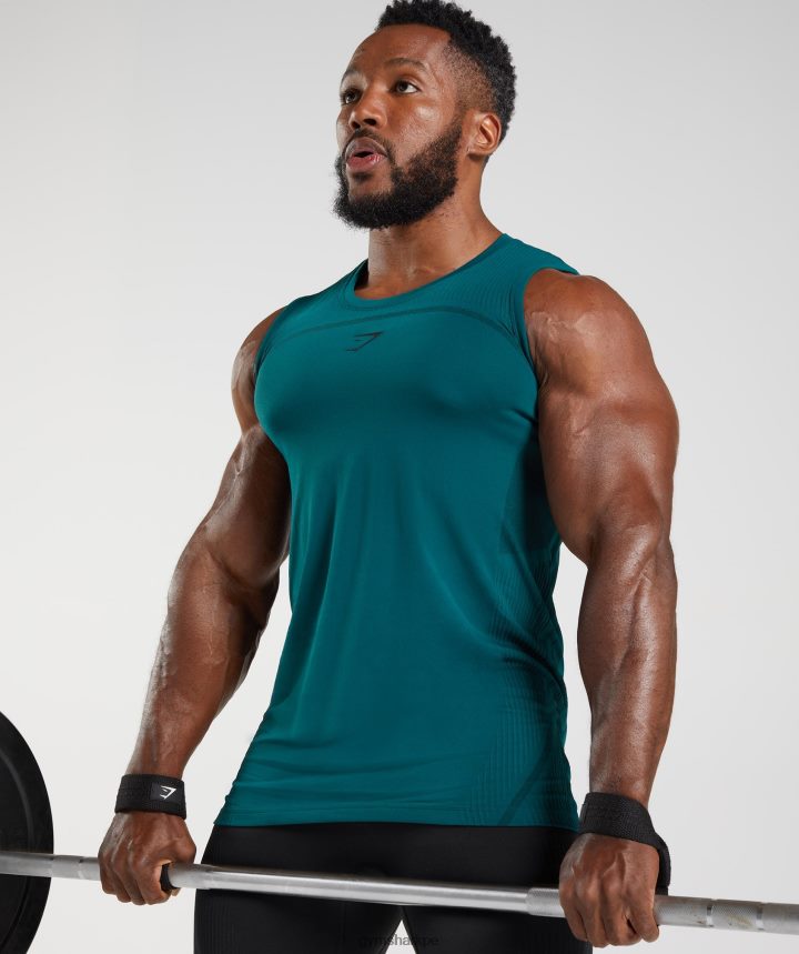 Gymsharktanque sin costura 315 hombres verde azulado de invierno/negro PFTJ2N926 ropa