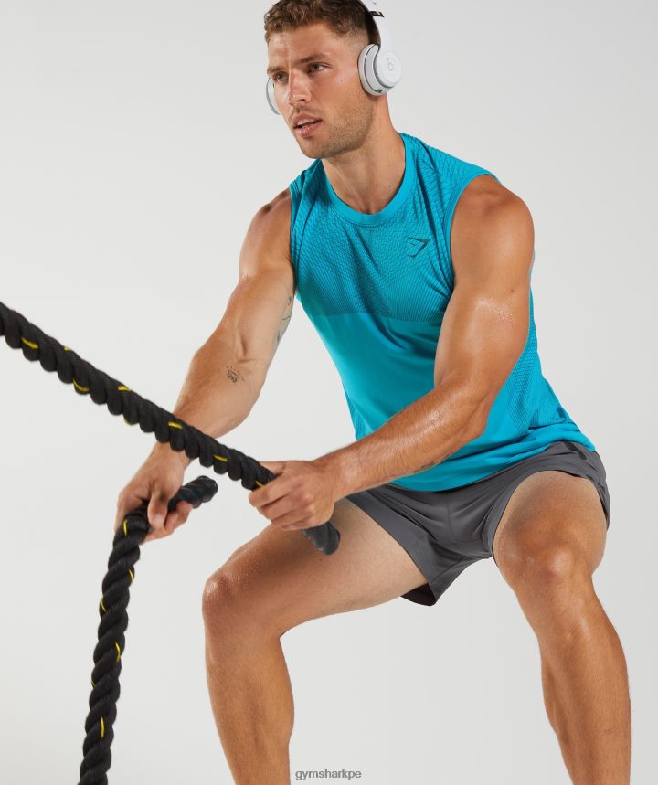 Gymsharktanque sin costuras de ápice hombres azul tiburón/azul atlántico PFTJ2N951 ropa