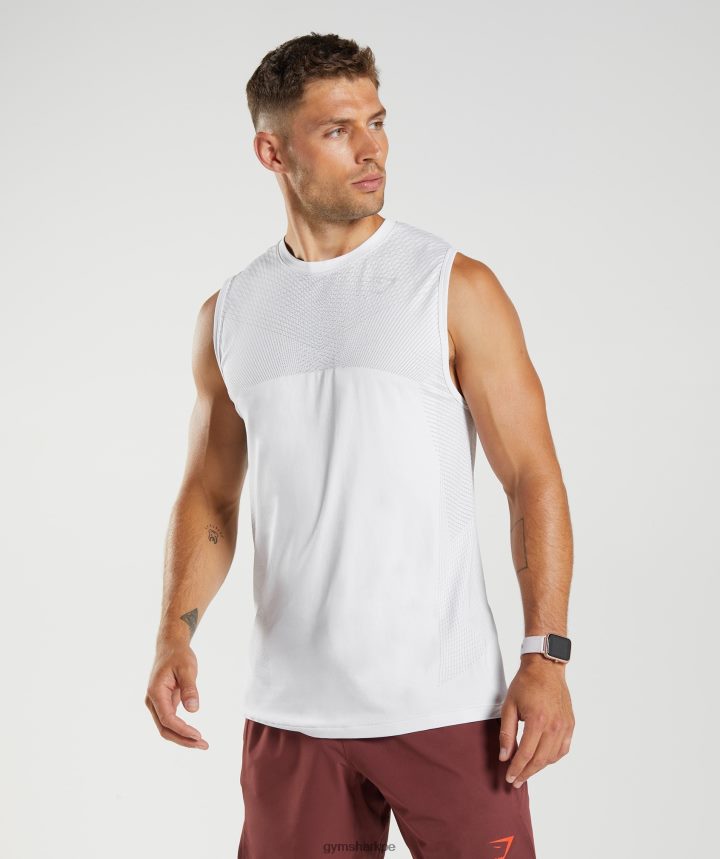 Gymsharktanque sin costuras de ápice hombres blanco/gris claro PFTJ2N899 ropa