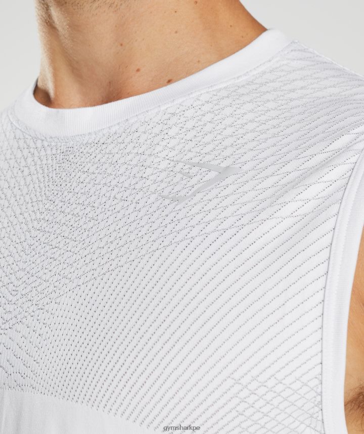 Gymsharktanque sin costuras de ápice hombres blanco/gris claro PFTJ2N899 ropa