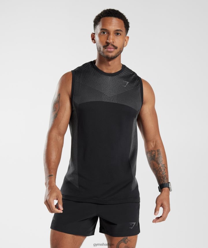 Gymsharktanque sin costuras de ápice hombres negro/gris silueta PFTJ2N917 ropa
