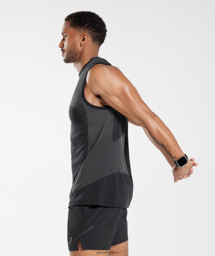 Gymsharktanque sin costuras de ápice hombres negro/gris silueta PFTJ2N917 ropa