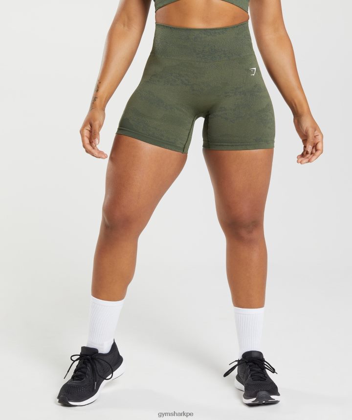GymsharkAdapt shorts camuflados sin costuras mujer musgo de oliva/corazón de oliva PFTJ2N14 ropa