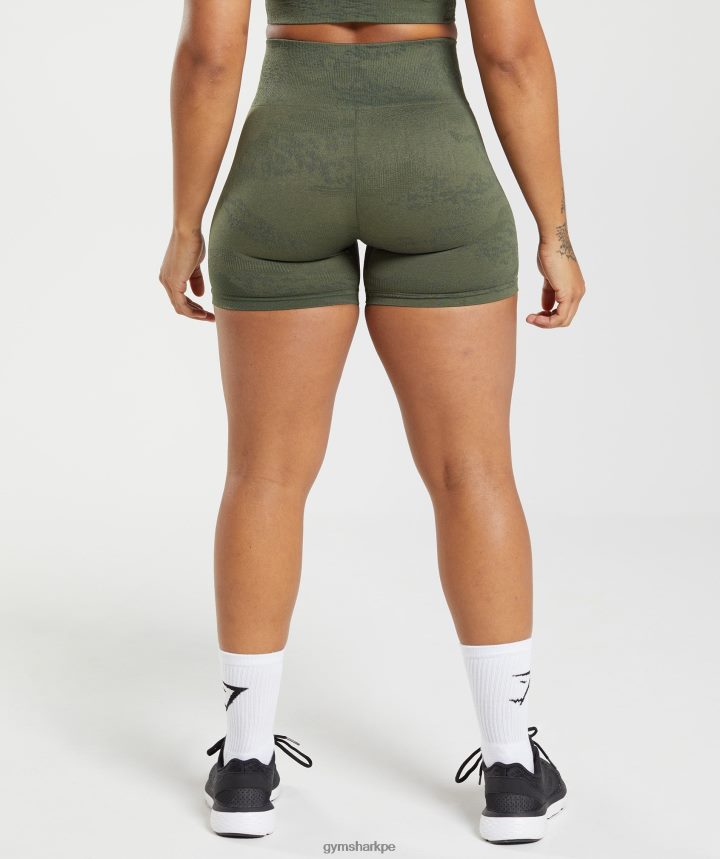 GymsharkAdapt shorts camuflados sin costuras mujer musgo de oliva/corazón de oliva PFTJ2N14 ropa