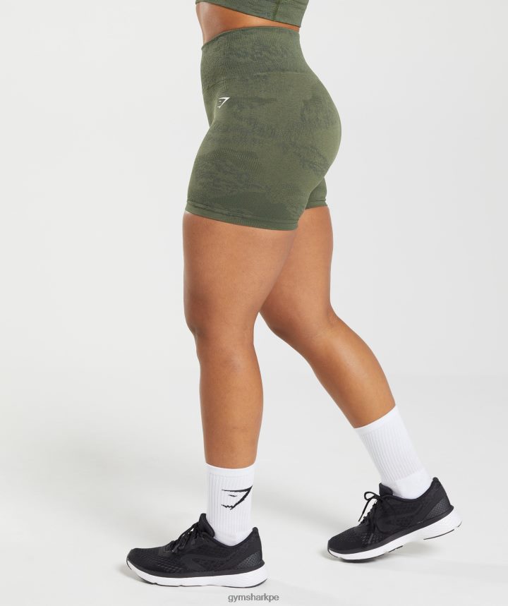 GymsharkAdapt shorts camuflados sin costuras mujer musgo de oliva/corazón de oliva PFTJ2N14 ropa