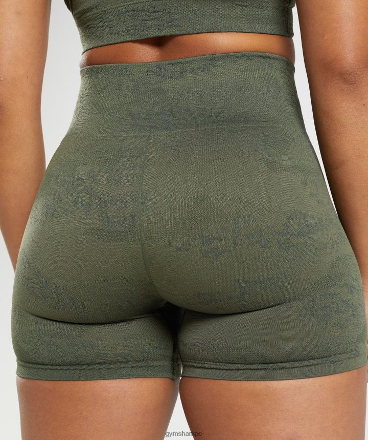 GymsharkAdapt shorts camuflados sin costuras mujer musgo de oliva/corazón de oliva PFTJ2N14 ropa
