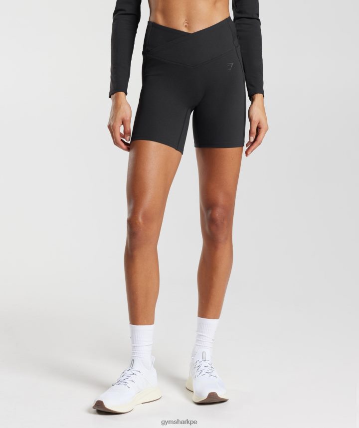 Gymsharkpantalones cortos cruzados mujer negro PFTJ2N47 ropa