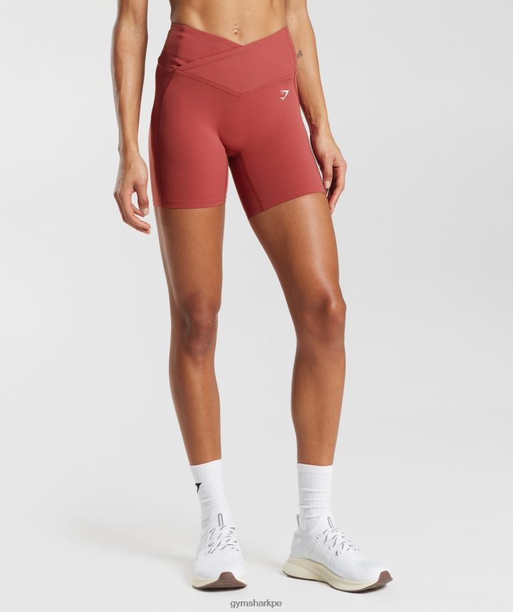 Gymsharkpantalones cortos cruzados mujer rojo granada PFTJ2N45 ropa