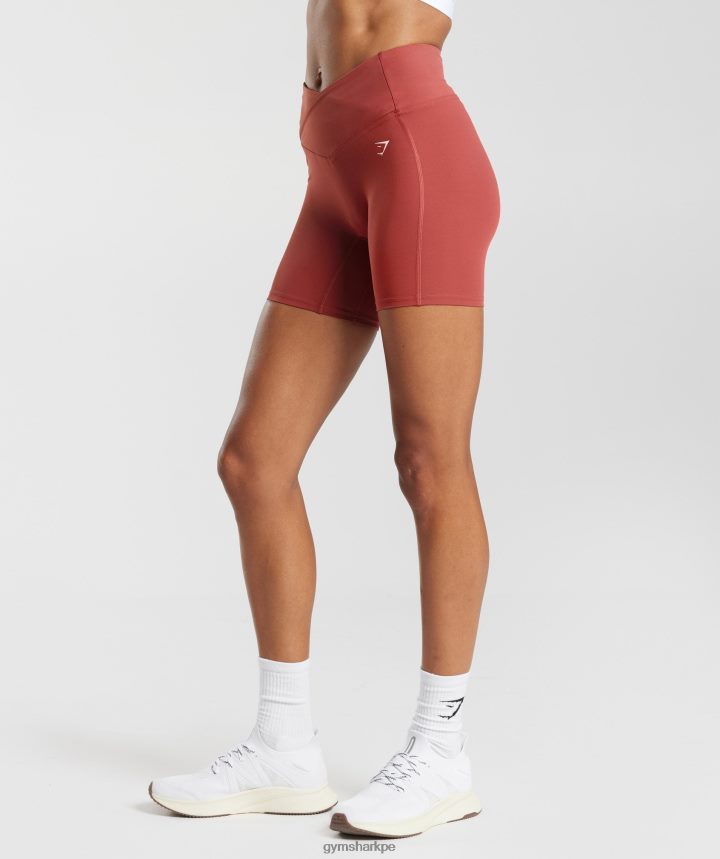 Gymsharkpantalones cortos cruzados mujer rojo granada PFTJ2N45 ropa