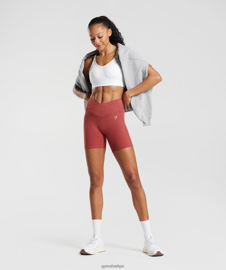 Gymsharkpantalones cortos cruzados mujer rojo granada PFTJ2N45 ropa