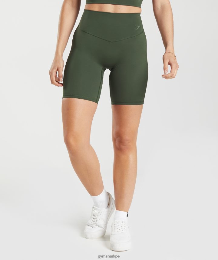 Gymsharkpantalones cortos de ciclismo elevados mujer musgo de oliva PFTJ2N72 ropa