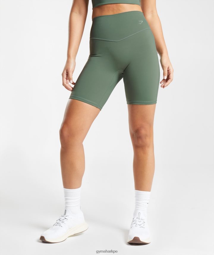Gymsharkpantalones cortos de ciclismo elevados mujer sauce verde PFTJ2N50 ropa
