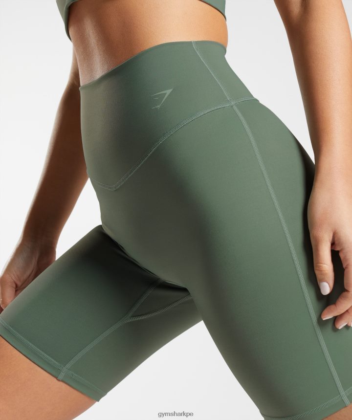 Gymsharkpantalones cortos de ciclismo elevados mujer sauce verde PFTJ2N50 ropa
