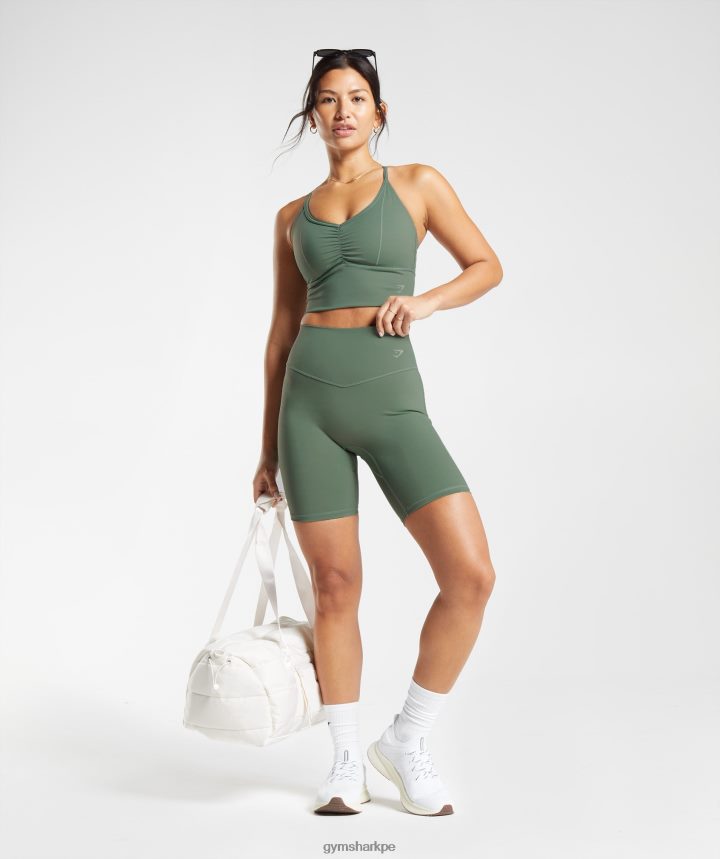 Gymsharkpantalones cortos de ciclismo elevados mujer sauce verde PFTJ2N50 ropa