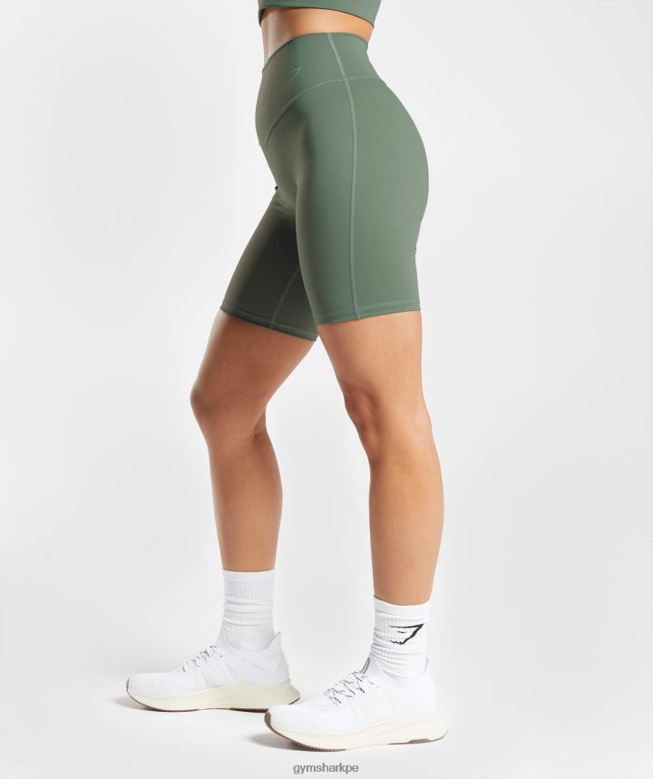 Gymsharkpantalones cortos de ciclismo elevados mujer sauce verde PFTJ2N50 ropa