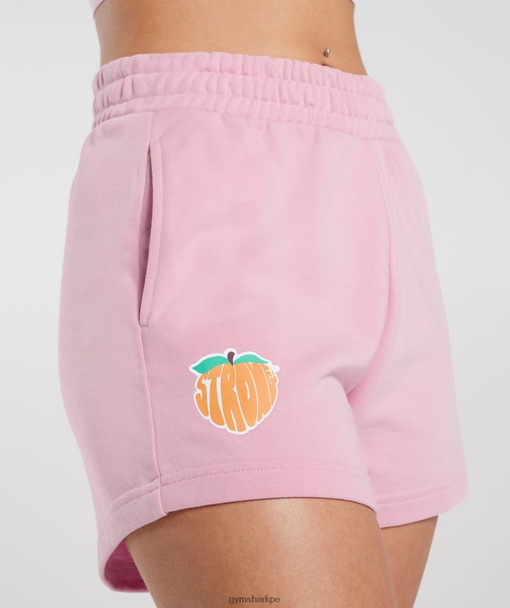 Gymsharkpantalones cortos de durazno fuerte mujer algodón de azúcar rosa PFTJ2N35 ropa