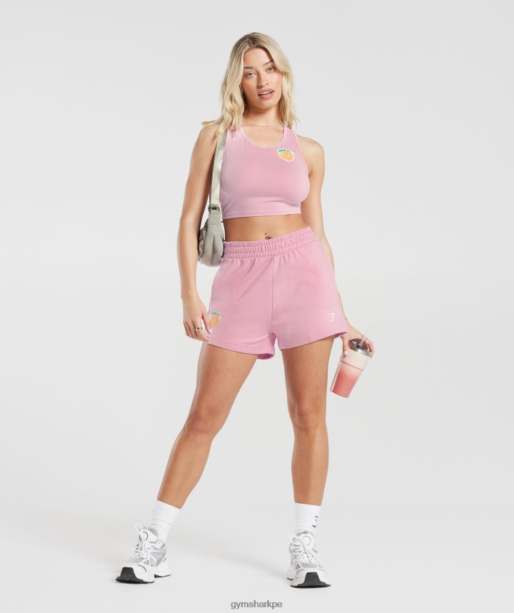 Gymsharkpantalones cortos de durazno fuerte mujer algodón de azúcar rosa PFTJ2N35 ropa