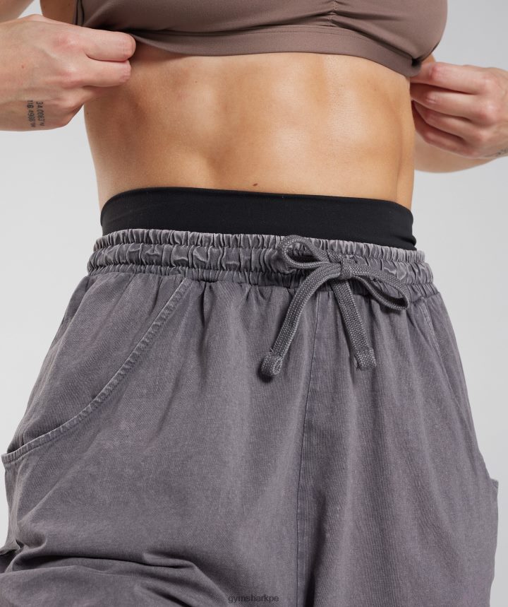 Gymsharkpantalones cortos holgados heredados mujer gris titanio/lavado ácido PFTJ2N107 ropa