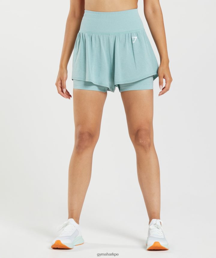 Gymsharkshorts 2 en 1 vital sin costuras 2.0 mujer marga azul perla PFTJ2N93 ropa