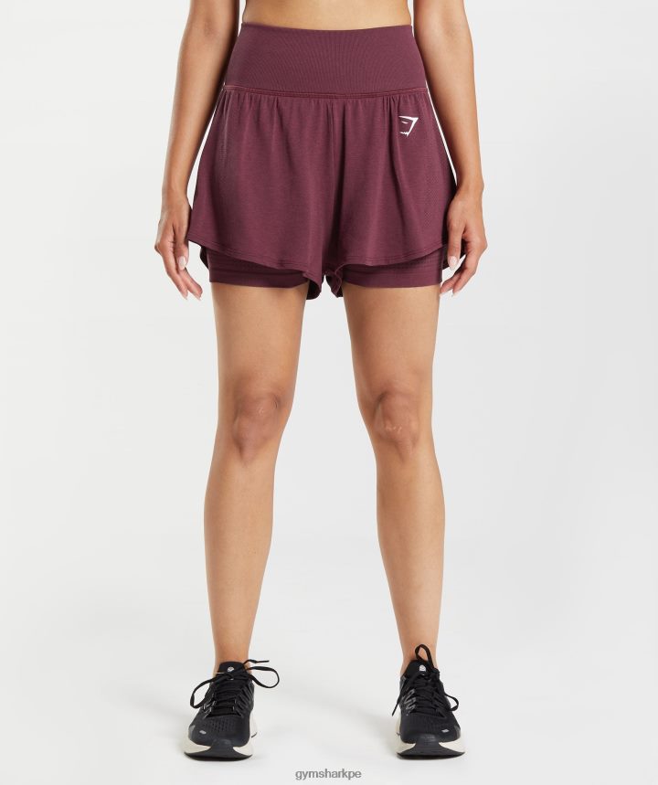 Gymsharkshorts 2 en 1 vital sin costuras 2.0 mujer marga granate al horno PFTJ2N65 ropa