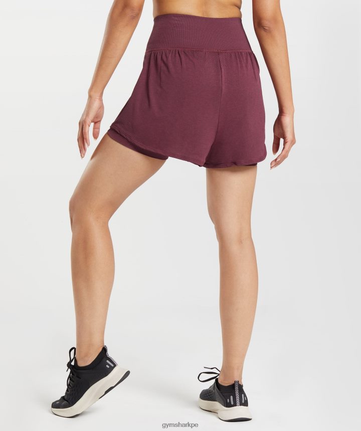 Gymsharkshorts 2 en 1 vital sin costuras 2.0 mujer marga granate al horno PFTJ2N65 ropa