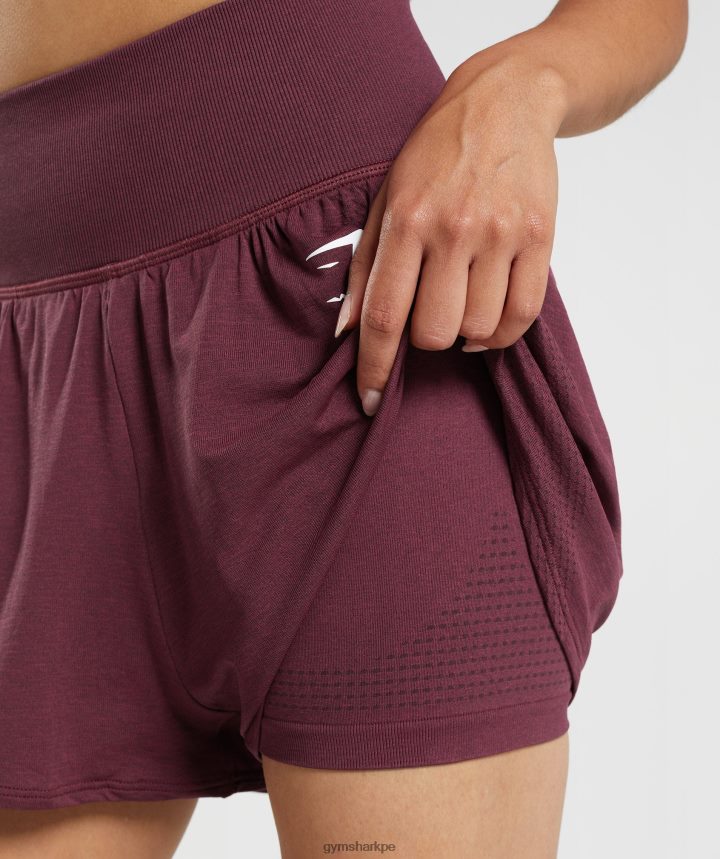 Gymsharkshorts 2 en 1 vital sin costuras 2.0 mujer marga granate al horno PFTJ2N65 ropa