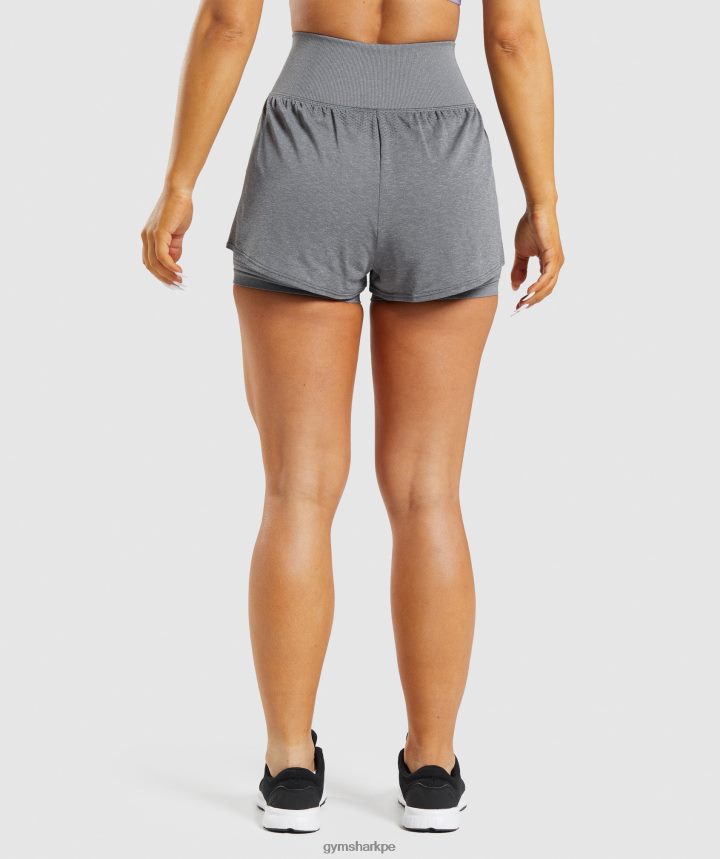 Gymsharkshorts 2 en 1 vital sin costuras 2.0 mujer marga gris ahumado PFTJ2N97 ropa