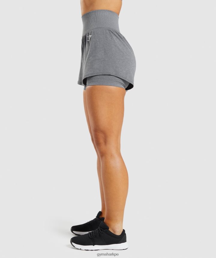 Gymsharkshorts 2 en 1 vital sin costuras 2.0 mujer marga gris ahumado PFTJ2N97 ropa
