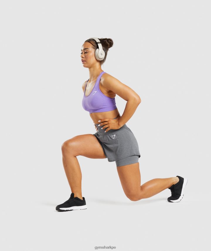 Gymsharkshorts 2 en 1 vital sin costuras 2.0 mujer marga gris ahumado PFTJ2N97 ropa