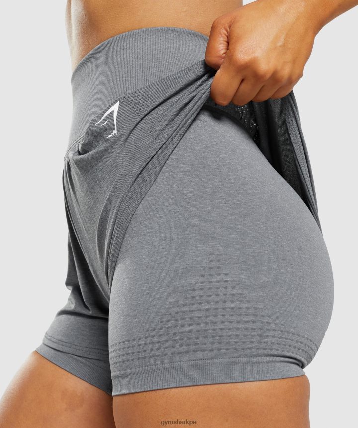 Gymsharkshorts 2 en 1 vital sin costuras 2.0 mujer marga gris ahumado PFTJ2N97 ropa