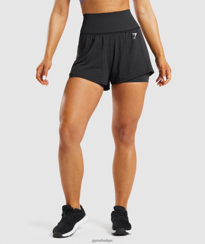 Gymsharkshorts 2 en 1 vital sin costuras 2.0 mujer marga negra PFTJ2N88 ropa