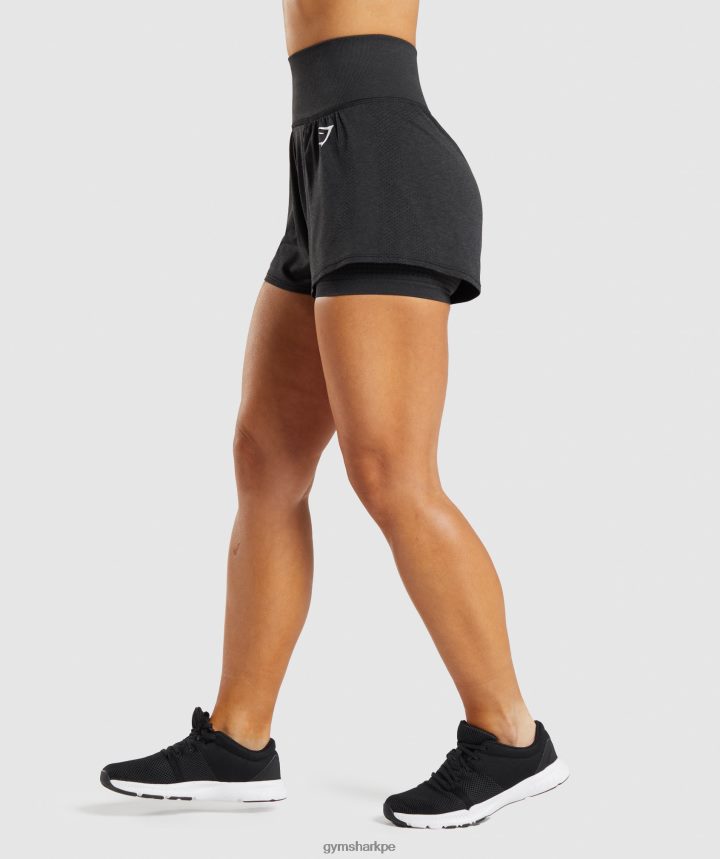 Gymsharkshorts 2 en 1 vital sin costuras 2.0 mujer marga negra PFTJ2N88 ropa