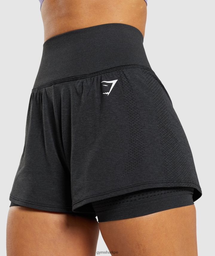Gymsharkshorts 2 en 1 vital sin costuras 2.0 mujer marga negra PFTJ2N88 ropa