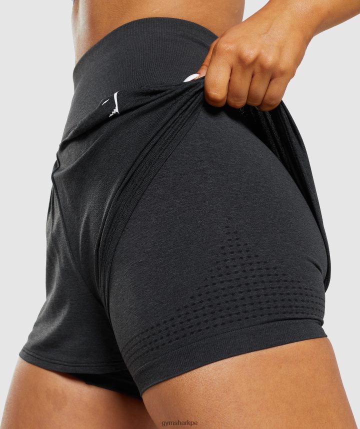 Gymsharkshorts 2 en 1 vital sin costuras 2.0 mujer marga negra PFTJ2N88 ropa