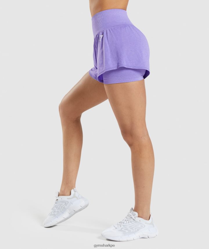 Gymsharkshorts 2 en 1 vital sin costuras 2.0 mujer marga púrpura brillante PFTJ2N79 ropa
