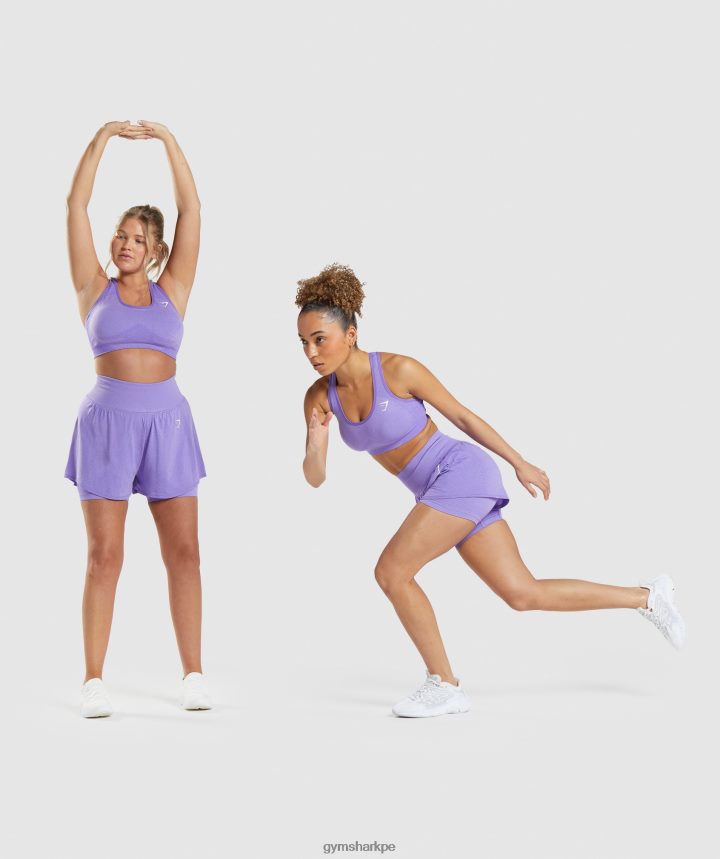 Gymsharkshorts 2 en 1 vital sin costuras 2.0 mujer marga púrpura brillante PFTJ2N79 ropa