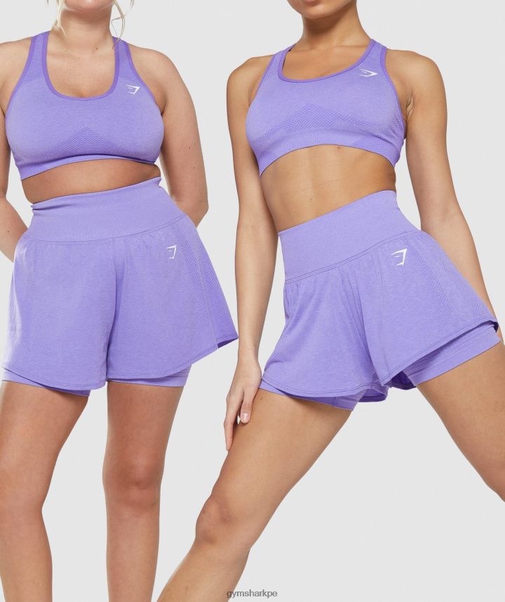 Gymsharkshorts 2 en 1 vital sin costuras 2.0 mujer marga púrpura brillante PFTJ2N79 ropa