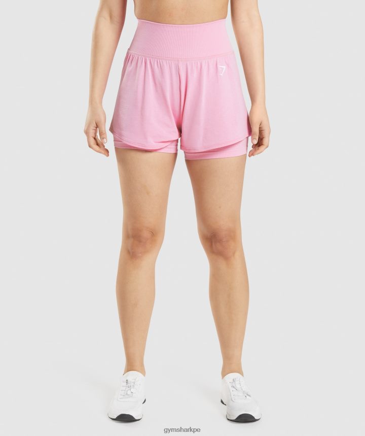 Gymsharkshorts 2 en 1 vital sin costuras 2.0 mujer sorbete rosa marga PFTJ2N71 ropa