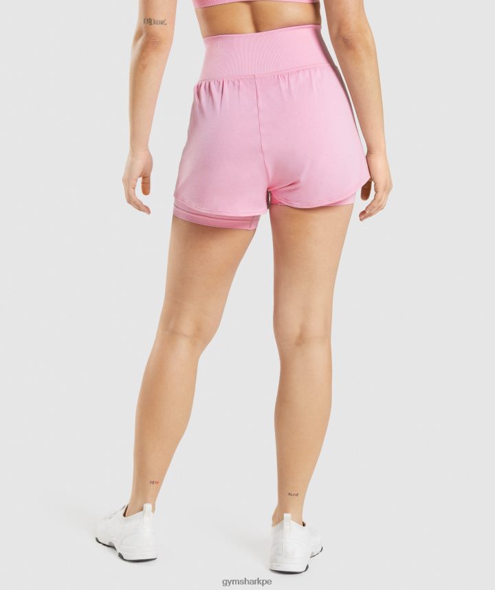 Gymsharkshorts 2 en 1 vital sin costuras 2.0 mujer sorbete rosa marga PFTJ2N71 ropa