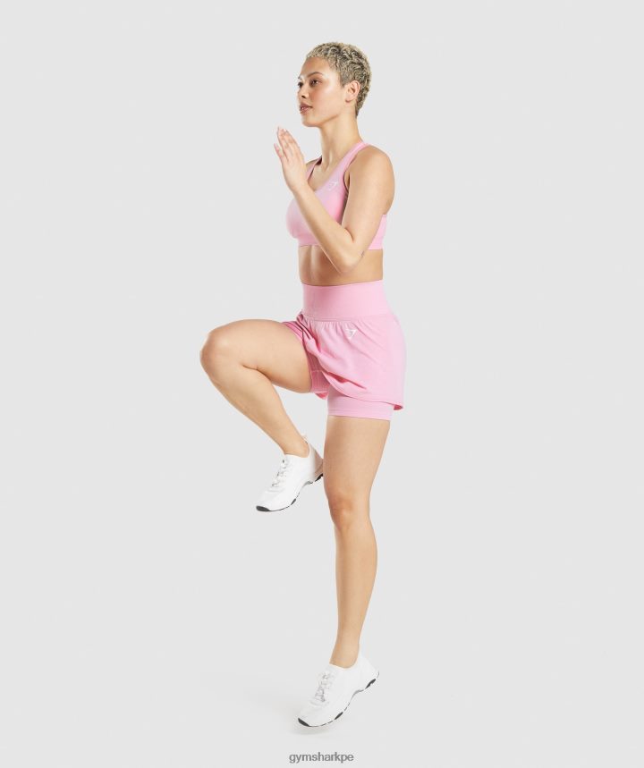 Gymsharkshorts 2 en 1 vital sin costuras 2.0 mujer sorbete rosa marga PFTJ2N71 ropa