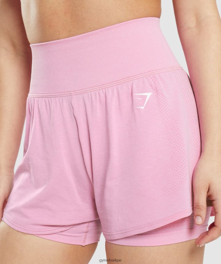 Gymsharkshorts 2 en 1 vital sin costuras 2.0 mujer sorbete rosa marga PFTJ2N71 ropa