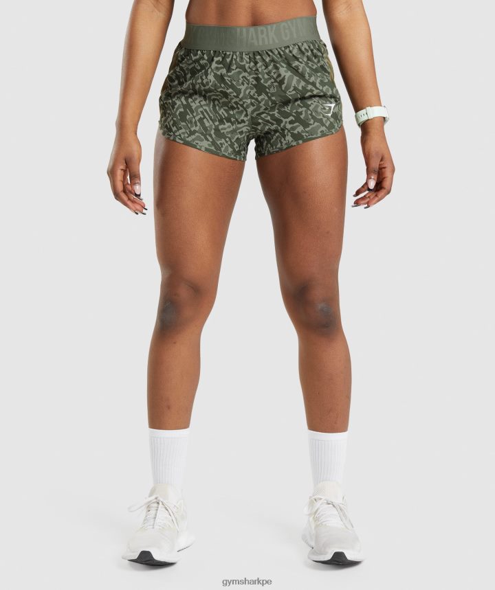 Gymsharkshorts de entrenamiento holgados mujer impresión verde PFTJ2N77 ropa