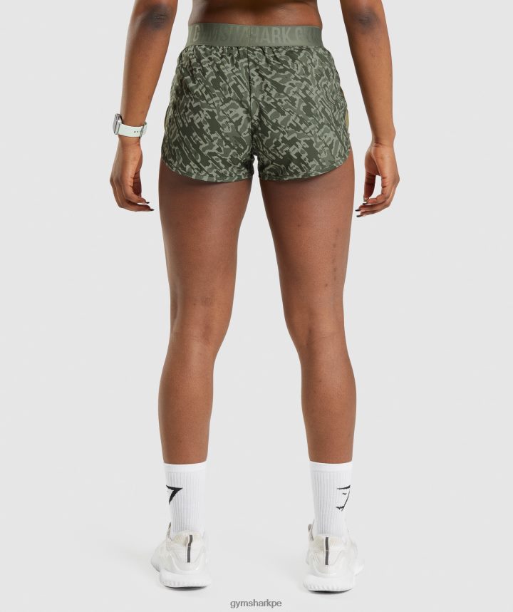 Gymsharkshorts de entrenamiento holgados mujer impresión verde PFTJ2N77 ropa