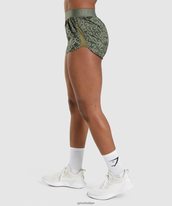 Gymsharkshorts de entrenamiento holgados mujer impresión verde PFTJ2N77 ropa