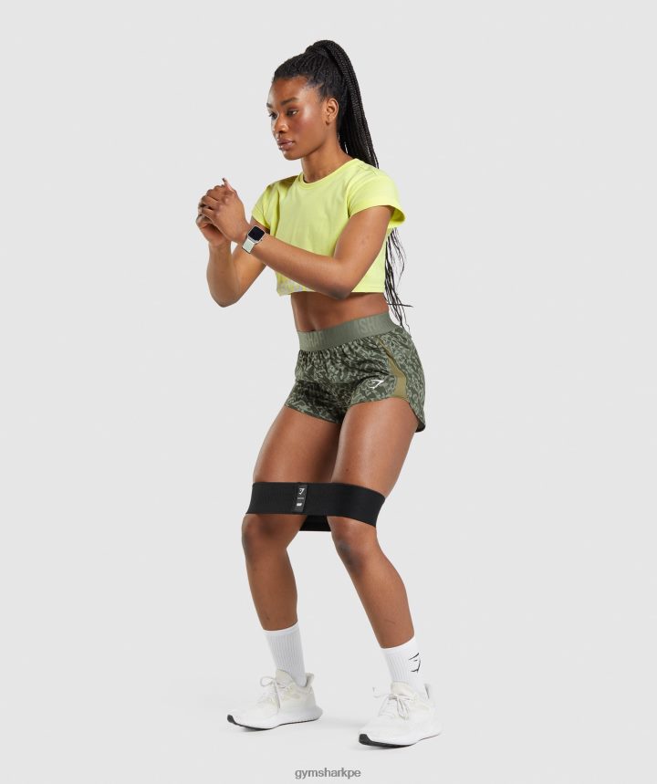 Gymsharkshorts de entrenamiento holgados mujer impresión verde PFTJ2N77 ropa