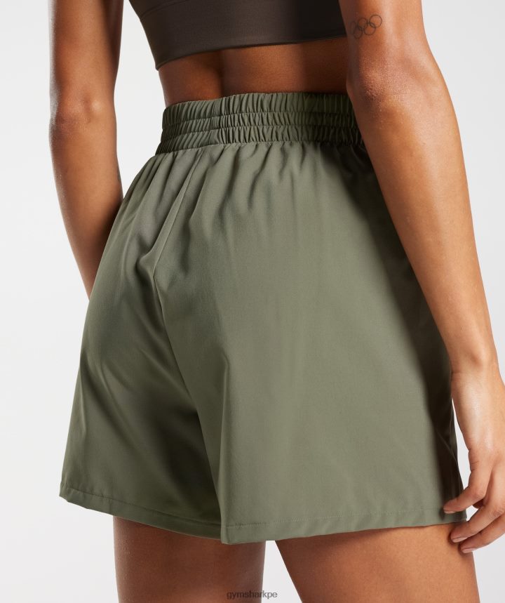 Gymsharkshorts tejidos con bolsillo mujer aceituna polvorienta PFTJ2N55 ropa