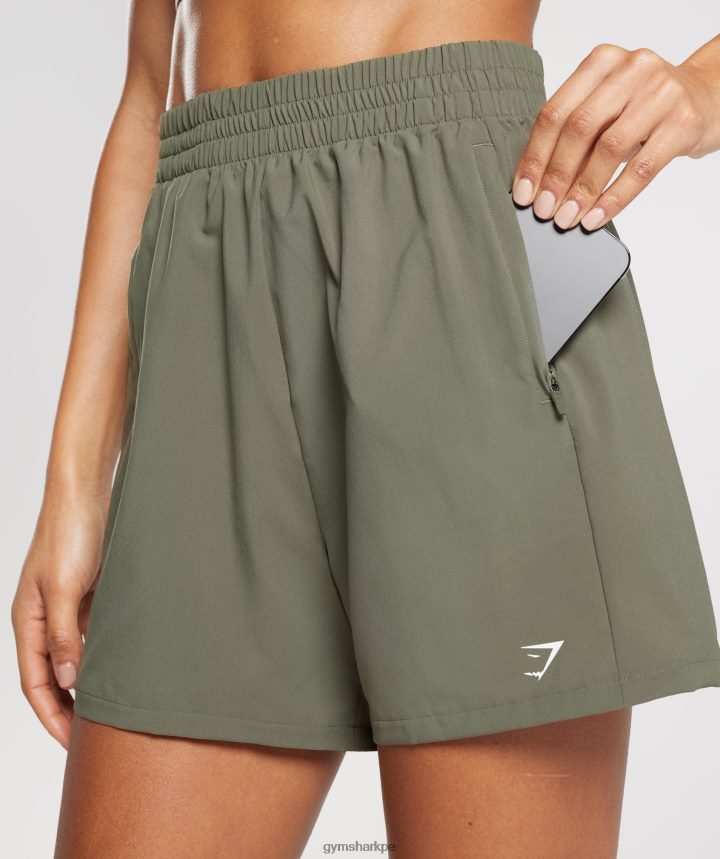 Gymsharkshorts tejidos con bolsillo mujer aceituna polvorienta PFTJ2N55 ropa