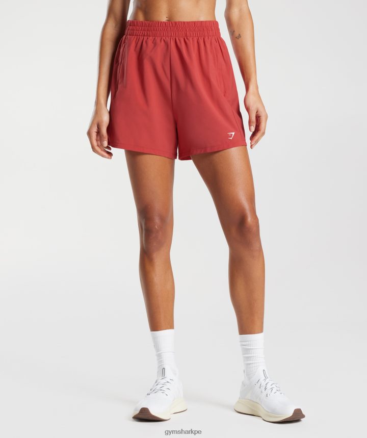 Gymsharkshorts tejidos con bolsillo mujer rojo secado al sol PFTJ2N56 ropa